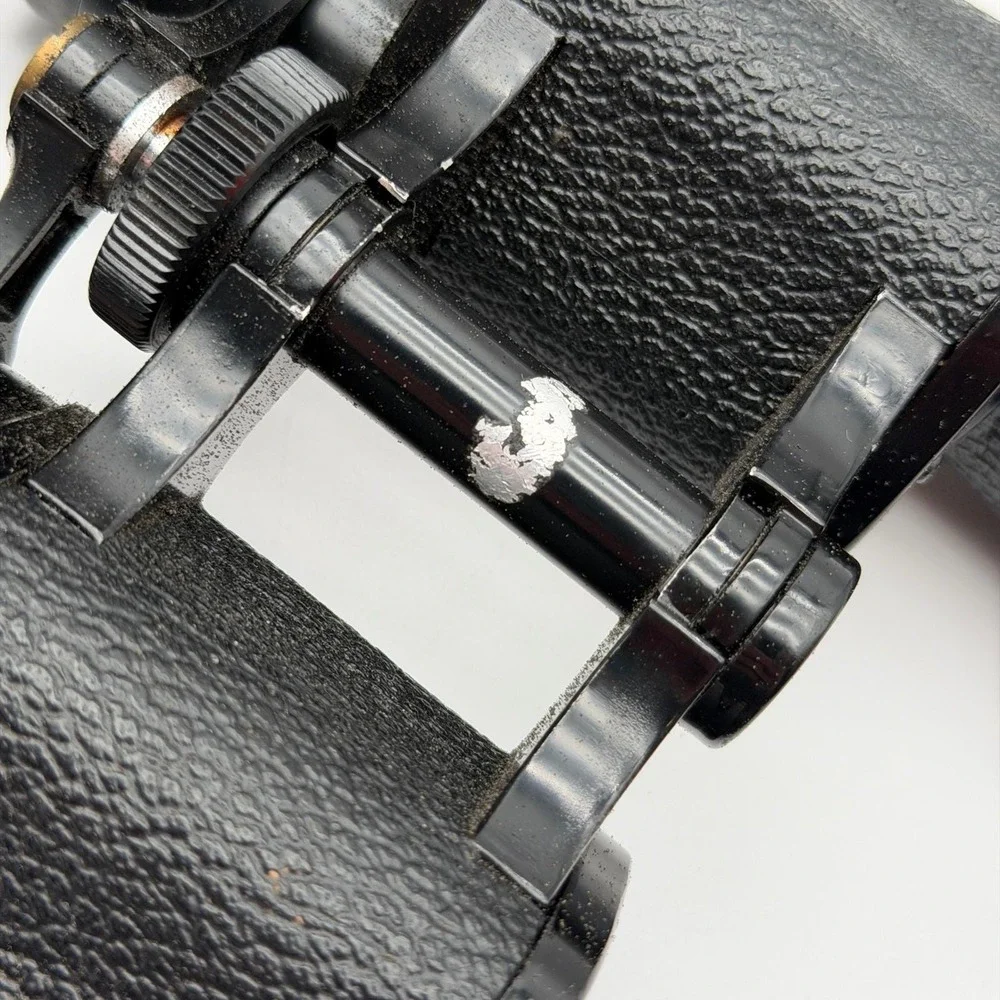 Vintage Black‎ Binoculars with Brown Faux Leather Hard Carrying Case Retro Gear